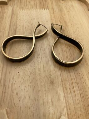 Vintage Black and Gold Twisted Hoop Earrings - Men Accessories